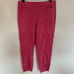 Women’s J. JILL Linen Stretch Pants Pink Size Medium‎ Ankle Pull On